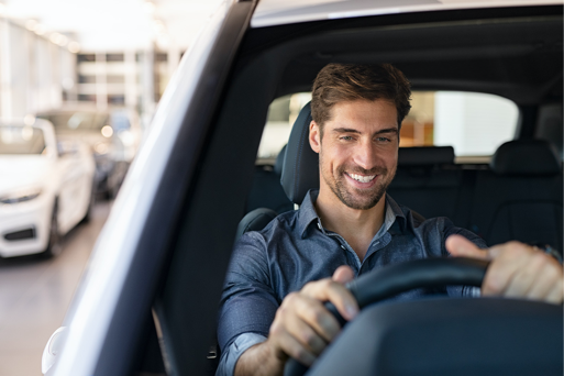 Man driving a car